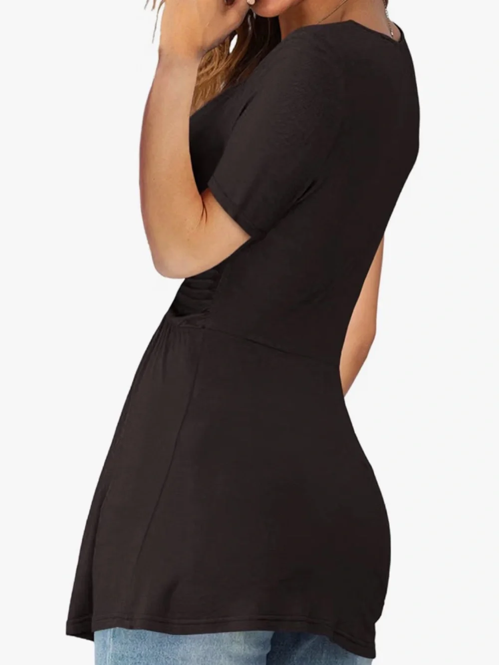 Women's Twist-Front Short Sleeve Top - Brown